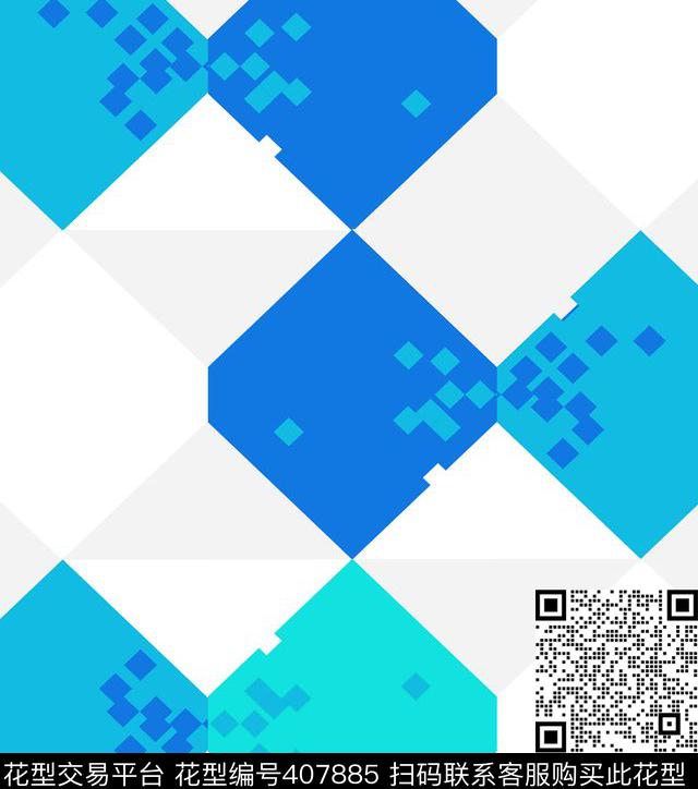 几何蓝色男装传统印花华亿平台下载（图片编号: 407885） - 瓦栏（Walan）