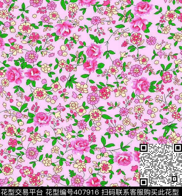 小碎花600dj田园风传统印花华亿平台下载（图片编号: 407916） - 瓦栏（Walan）