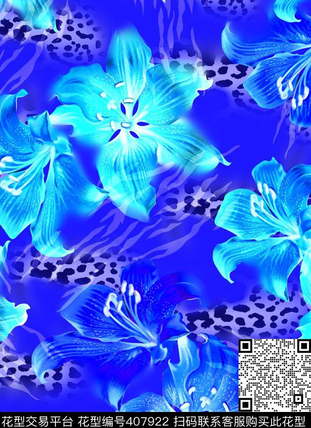 梦幻花卉动物纹数码印花华亿平台下载（图片编号: 407922） - 瓦栏（Walan）