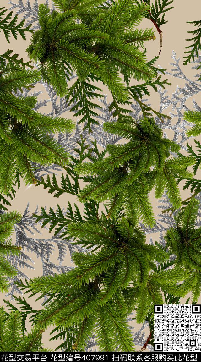 创意服装树叶数码印花华亿平台下载（图片编号: 407991） - 瓦栏（Walan）