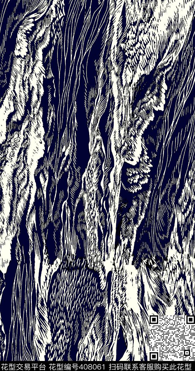 版刻海浪风景传统印花华亿平台下载（图片编号: 408061） - 瓦栏（Walan）