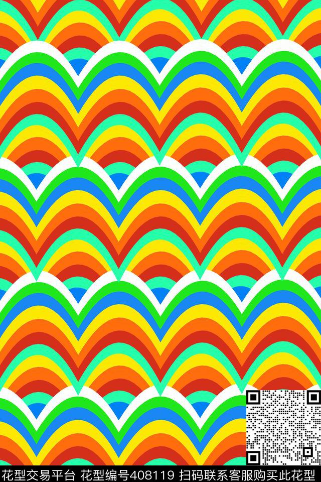 彩虹时尚云纹数码印花华亿平台下载（图片编号: 408119） - 瓦栏（Walan）