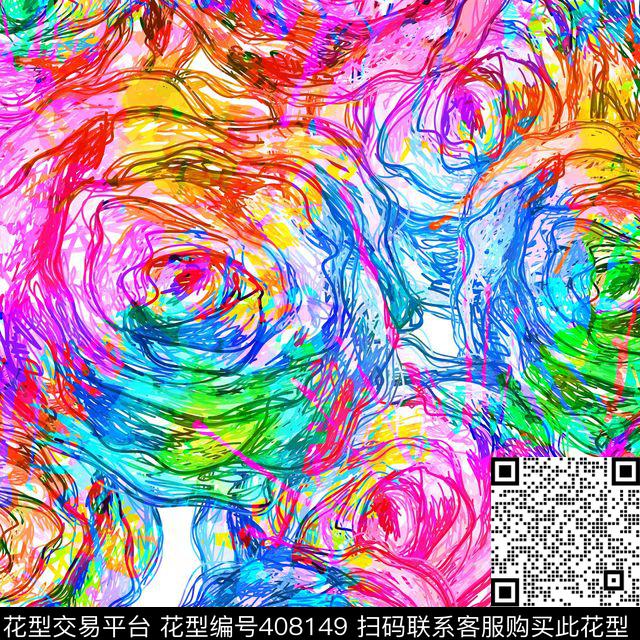 流行时尚流行线条数码印花华亿平台下载（图片编号: 408149） - 瓦栏（Walan）