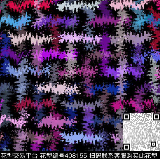 艺术波纹笔触数码印花华亿平台下载（图片编号: 408155） - 瓦栏（Walan）