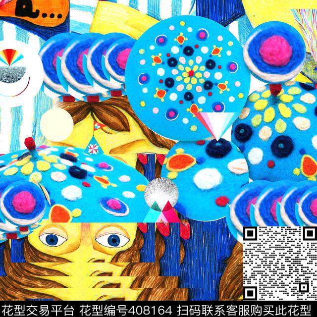 潮流抽象复古数码印花华亿平台下载（图片编号: 408164） - 瓦栏（Walan）