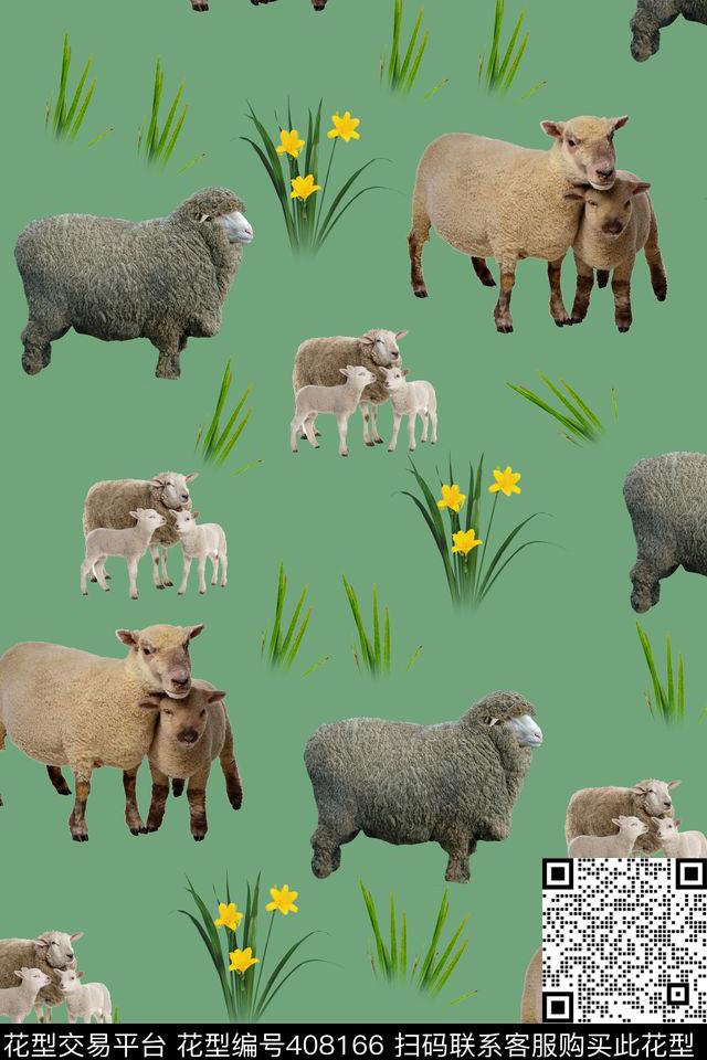 动物世界羊年大吉动物人物数码印花华亿平台下载（图片编号: 408166） - 瓦栏（Walan）