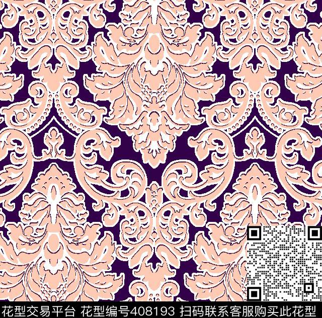 宫廷欧式花传统印花华亿平台下载（图片编号: 408193） - 瓦栏（Walan）