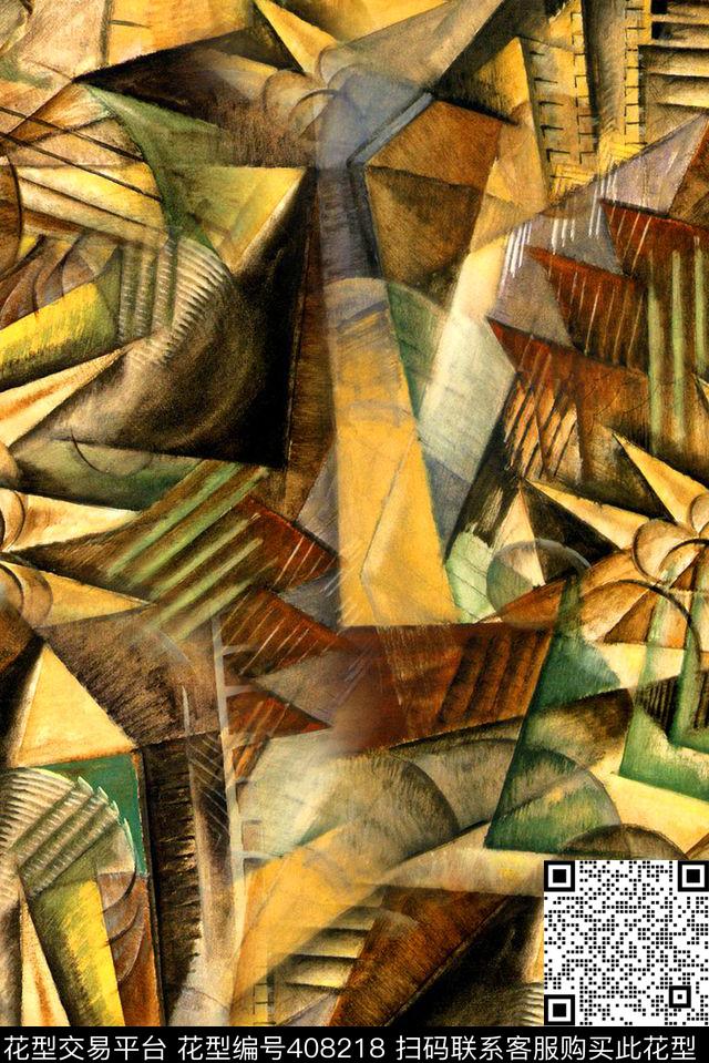 抽象线条图形数码印花华亿平台下载（图片编号: 408218） - 瓦栏（Walan）