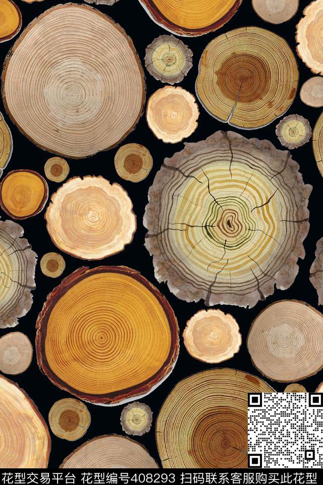 简约年轮树木横截面数码印花华亿平台下载（图片编号: 408293） - 瓦栏（Walan）