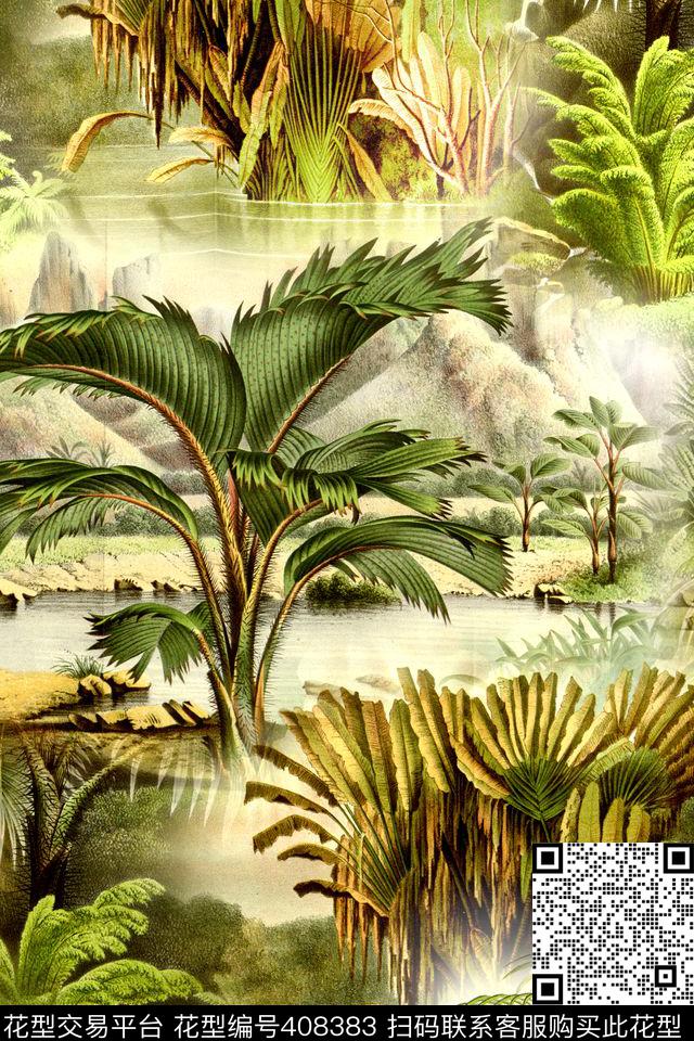 热带风棕榈树森林数码印花华亿平台下载（图片编号: 408383） - 瓦栏（Walan）