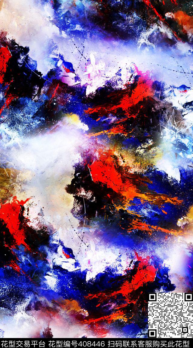 油画海浪火山数码印花华亿平台下载（图片编号: 408446） - 瓦栏（Walan）