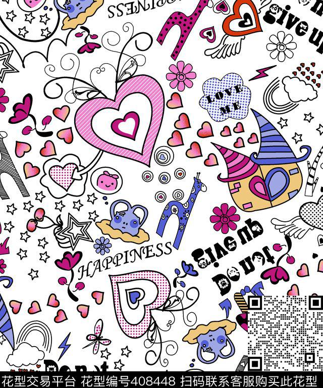 卡通心形传统印花华亿平台下载（图片编号: 408448） - 瓦栏（Walan）
