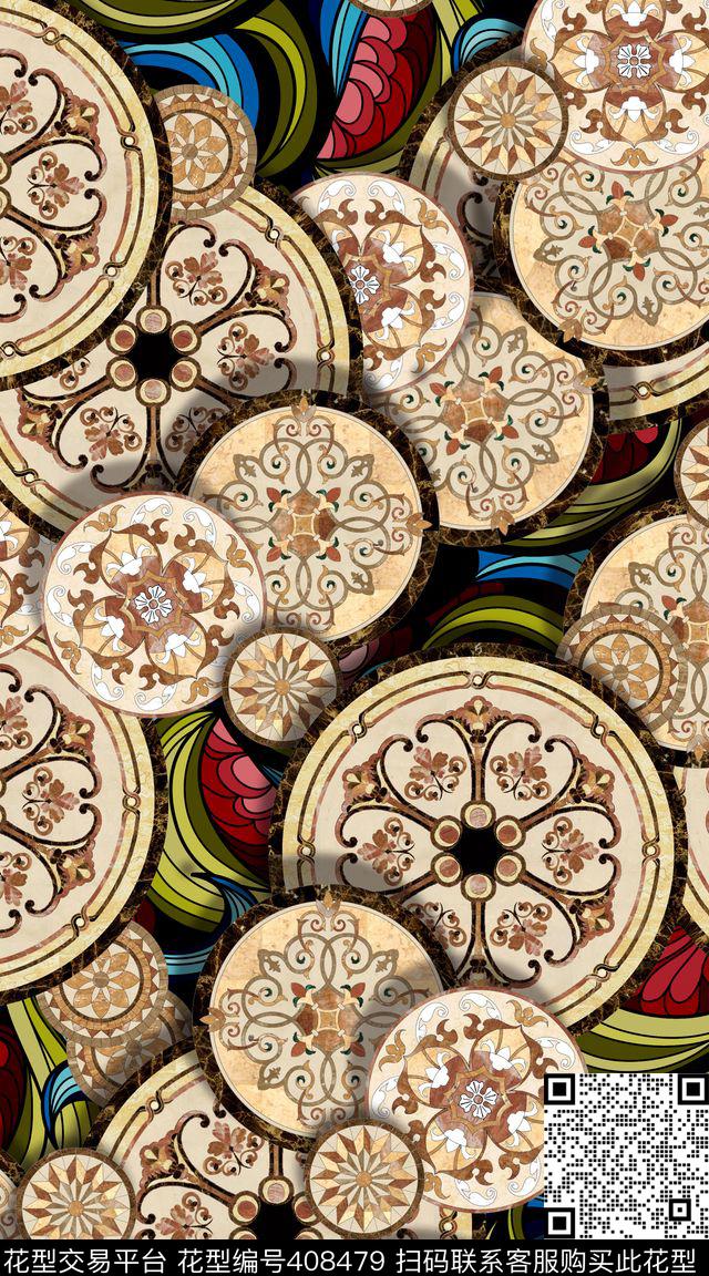 大理石服装民族数码印花华亿平台下载（图片编号: 408479） - 瓦栏（Walan）