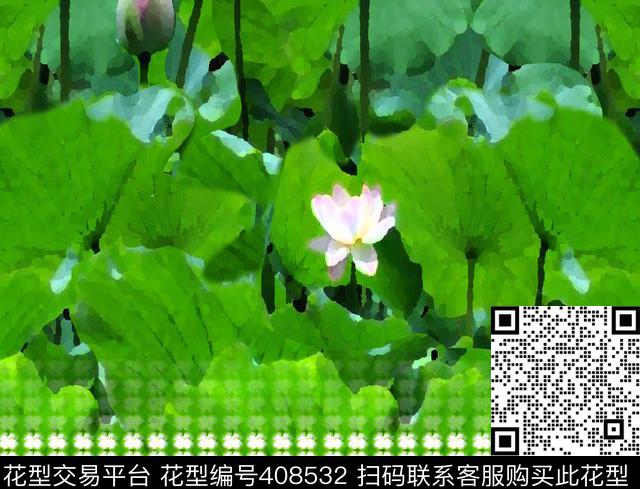 风景荷花家纺数码印花华亿平台下载（图片编号: 408532） - 瓦栏（Walan）