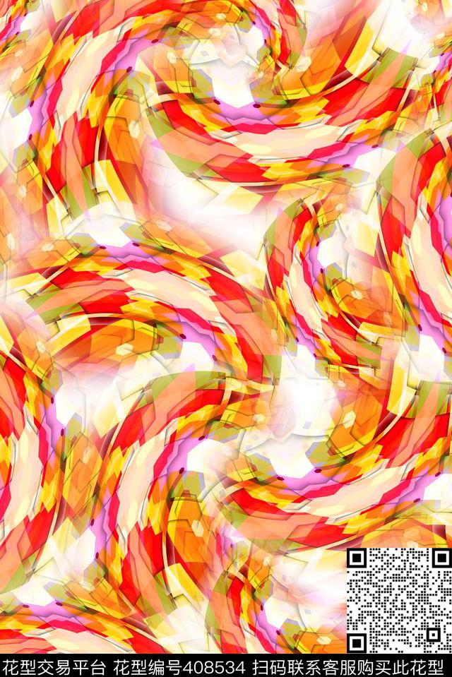 色块几何抽象数码印花华亿平台下载（图片编号: 408534） - 瓦栏（Walan）