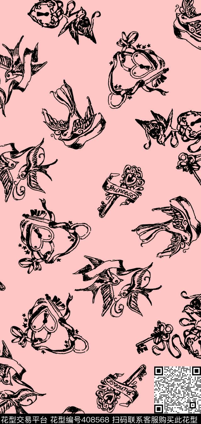 燕子中式传统印花华亿平台下载（图片编号: 408568） - 瓦栏（Walan）