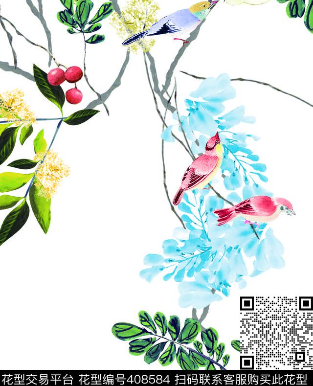 国画花鸟数码印花华亿平台下载（图片编号: 408584） - 瓦栏（Walan）