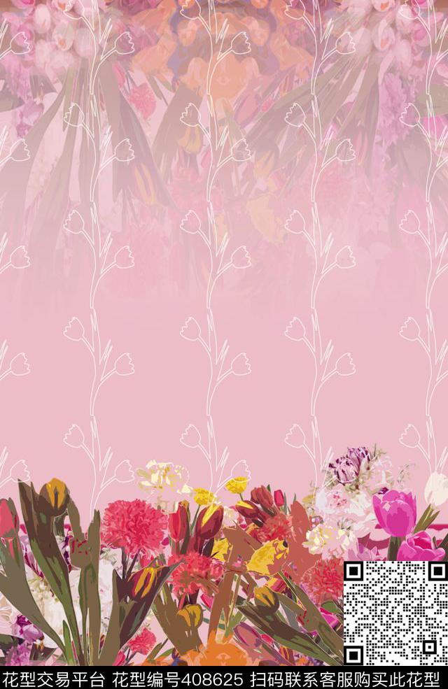 花花卉欧式传统印花华亿平台下载（图片编号: 408625） - 瓦栏（Walan）