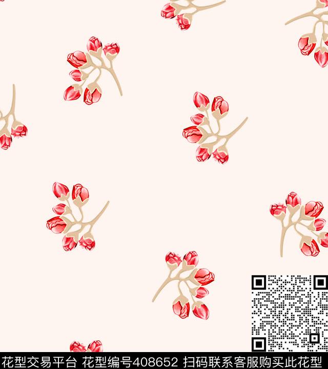 一枝小花传统印花华亿平台下载（图片编号: 408652） - 瓦栏（Walan）