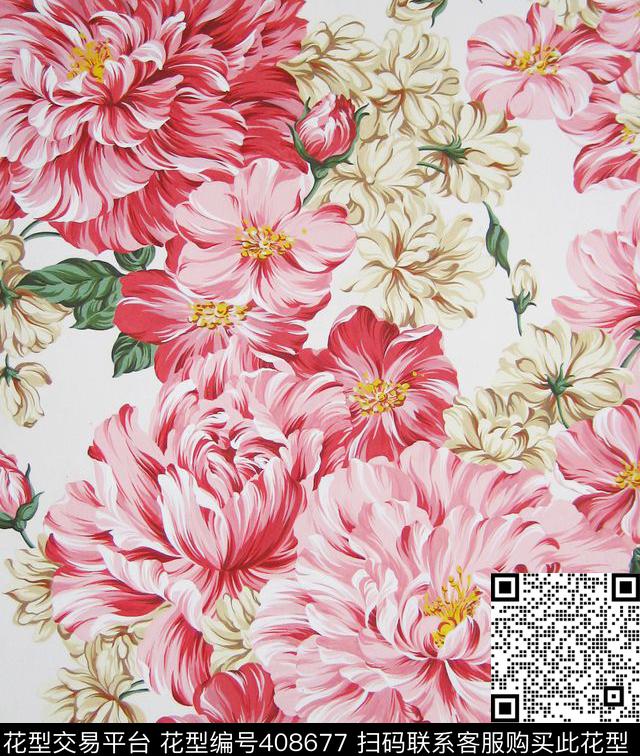 花卉手绘传统印花华亿平台下载（图片编号: 408677） - 瓦栏（Walan）
