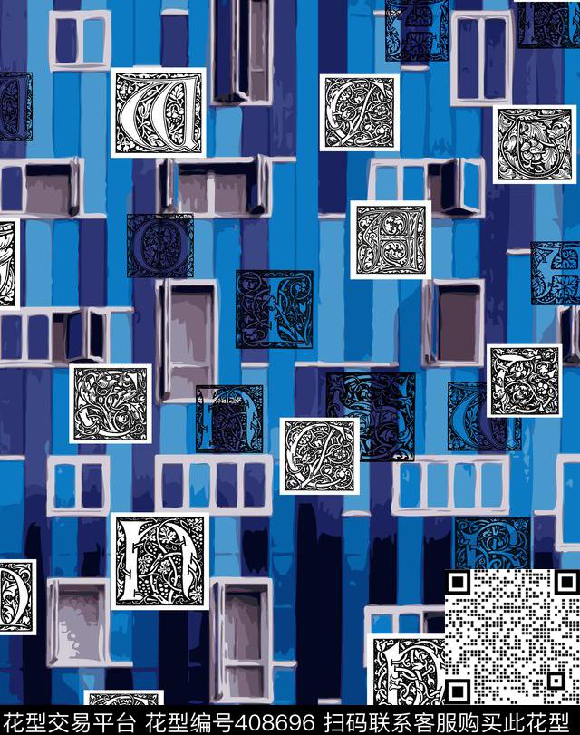 休闲个性窗字母数码印花华亿平台下载（图片编号: 408696） - 瓦栏（Walan）