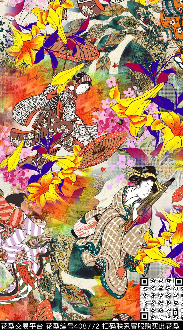 百合服装歌妓数码印花华亿平台下载（图片编号: 408772） - 瓦栏（Walan）