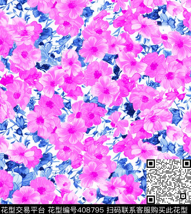 粉花传统印花华亿平台下载（图片编号: 408795） - 瓦栏（Walan）