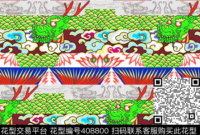 龙中国风传统印花华亿平台下载（图片编号: 408800） - 瓦栏（Walan）
