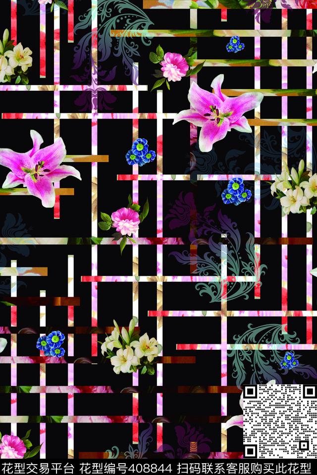 戏曲人物中国风脸谱数码印花华亿平台下载（图片编号: 408844） - 瓦栏（Walan）