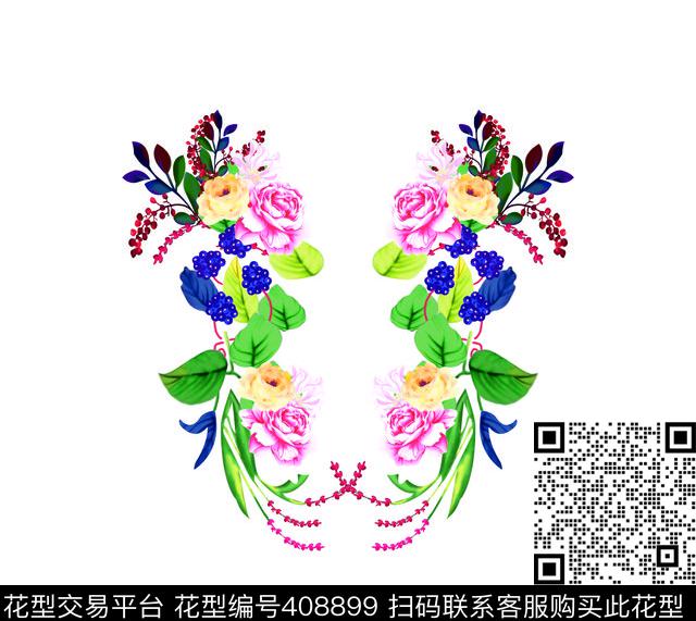 两束花数码印花华亿平台下载（图片编号: 408899） - 瓦栏（Walan）