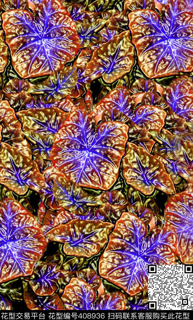 欧式花卉叶子传统印花华亿平台下载（图片编号: 408936） - 瓦栏（Walan）