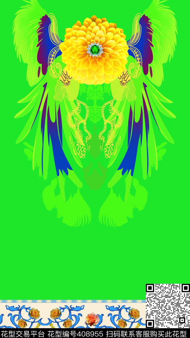 花翅膀传统印花华亿平台下载（图片编号: 408955） - 瓦栏（Walan）