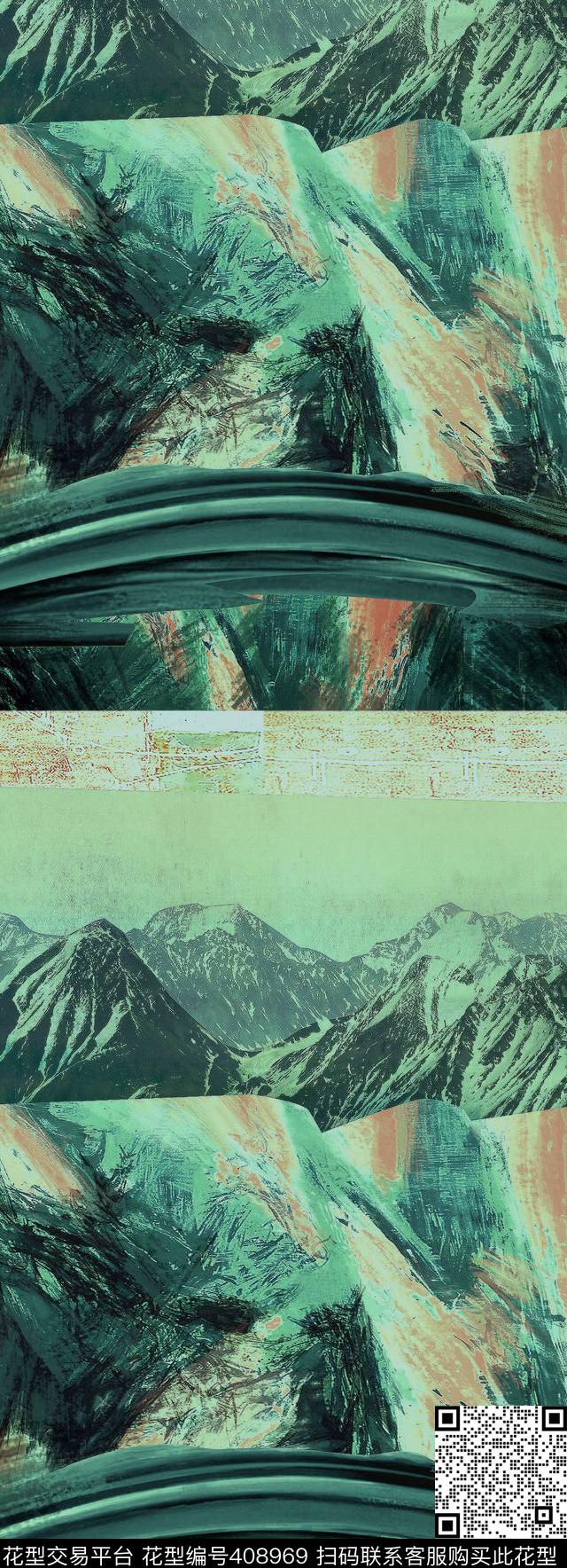 山组合拼接·数码印花华亿平台下载（图片编号: 408969） - 瓦栏（Walan）