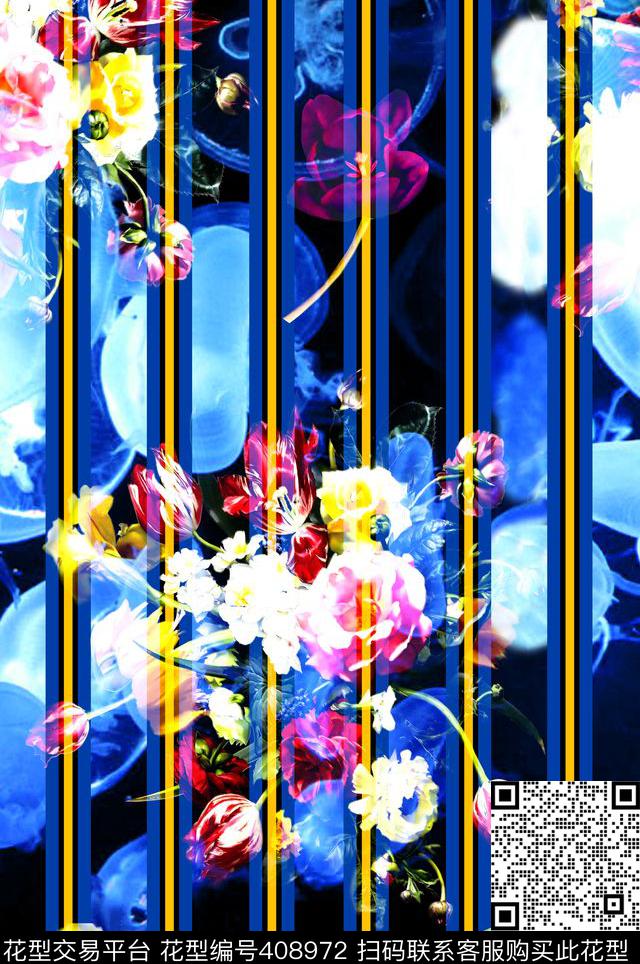 梦幻花卉数码印花华亿平台下载（图片编号: 408972） - 瓦栏（Walan）