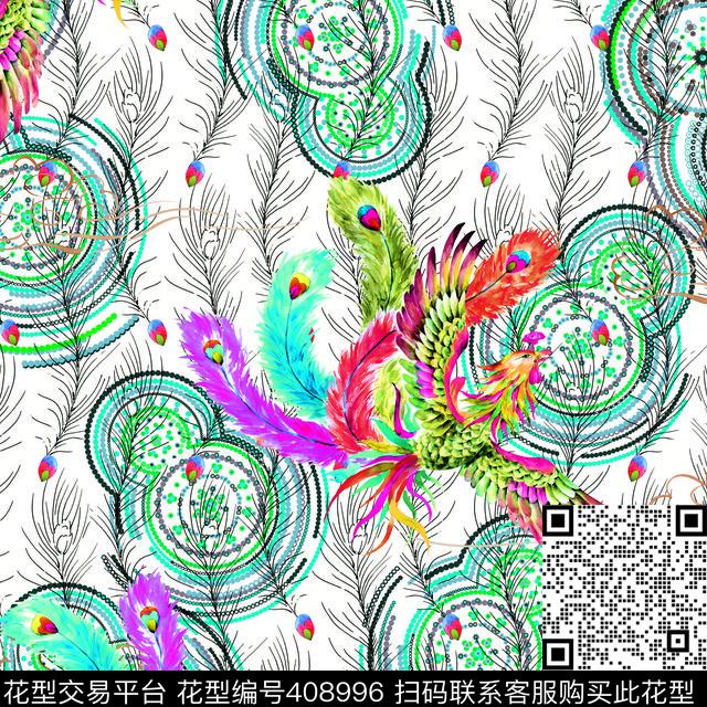 手绘凤凰数码印花华亿平台下载（图片编号: 408996） - 瓦栏（Walan）
