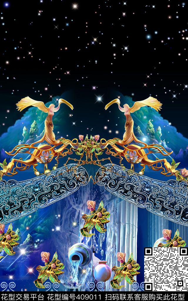 抽象复古金属数码印花华亿平台下载（图片编号: 409011） - 瓦栏（Walan）