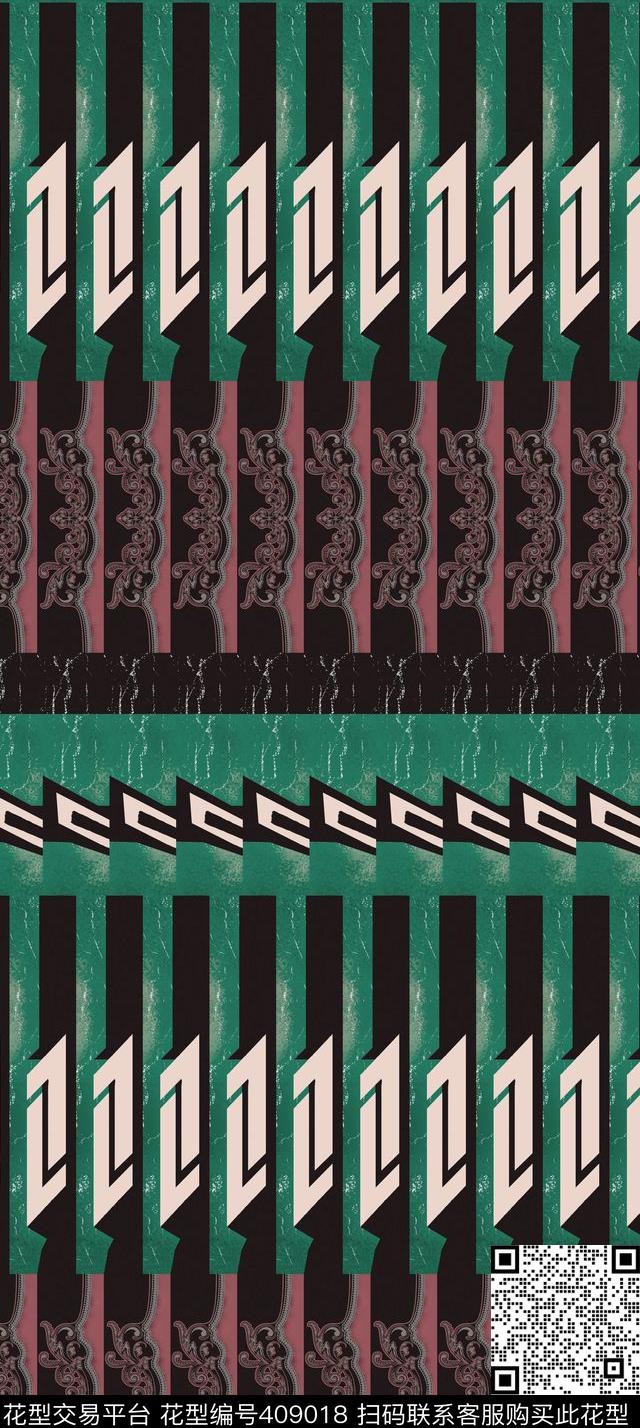 复古花边混搭传统印花华亿平台下载（图片编号: 409018） - 瓦栏（Walan）