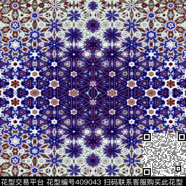 镜像雪花万花筒数码印花华亿平台下载（图片编号: 409043） - 瓦栏（Walan）