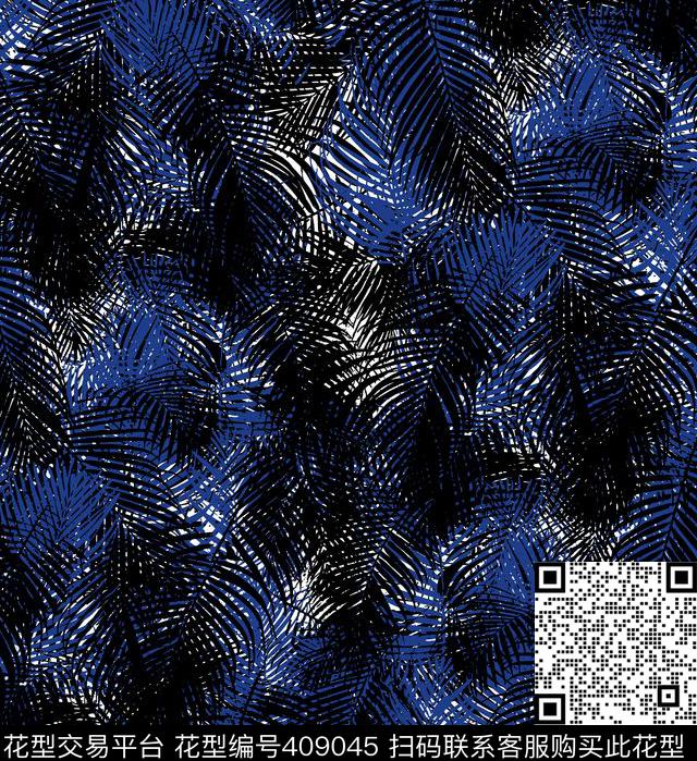 纹理热带树叶传统印花华亿平台下载（图片编号: 409045） - 瓦栏（Walan）