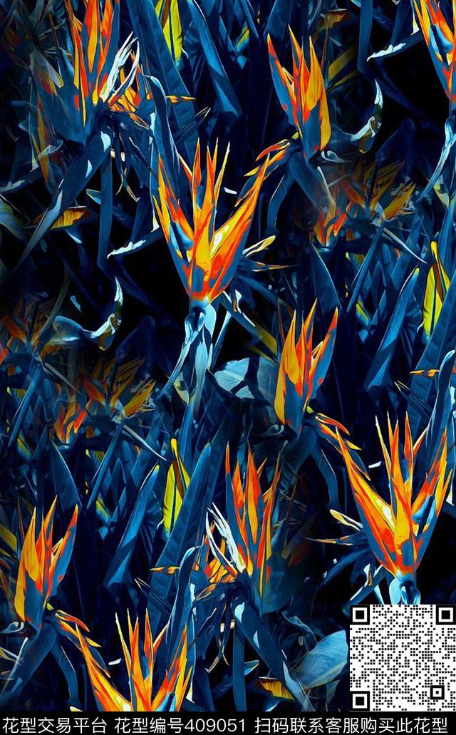 抽象梦幻天堂鸟数码印花华亿平台下载（图片编号: 409051） - 瓦栏（Walan）