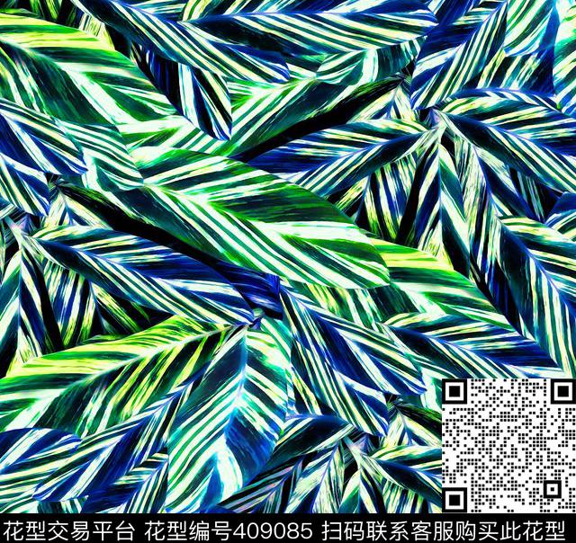 迷彩雨林树叶传统印花华亿平台下载（图片编号: 409085） - 瓦栏（Walan）