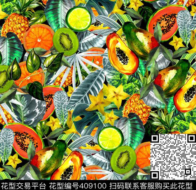 热带数码水果数码印花华亿平台下载（图片编号: 409100） - 瓦栏（Walan）