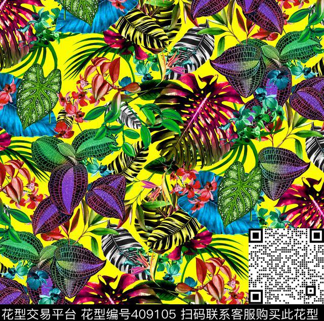 数码热带雨林数码印花华亿平台下载（图片编号: 409105） - 瓦栏（Walan）