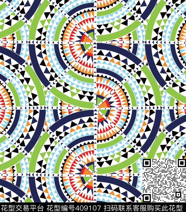 循环螺纹几何传统印花华亿平台下载（图片编号: 409107） - 瓦栏（Walan）