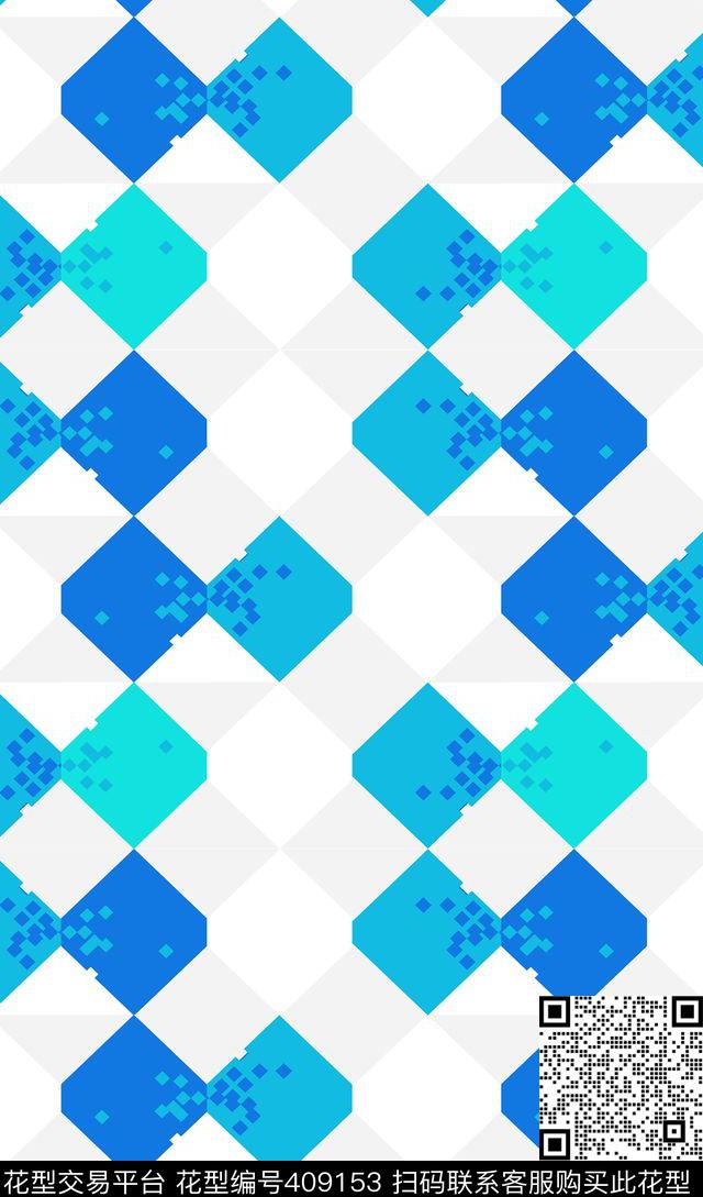 几何蓝色男装传统印花华亿平台下载（图片编号: 409153） - 瓦栏（Walan）