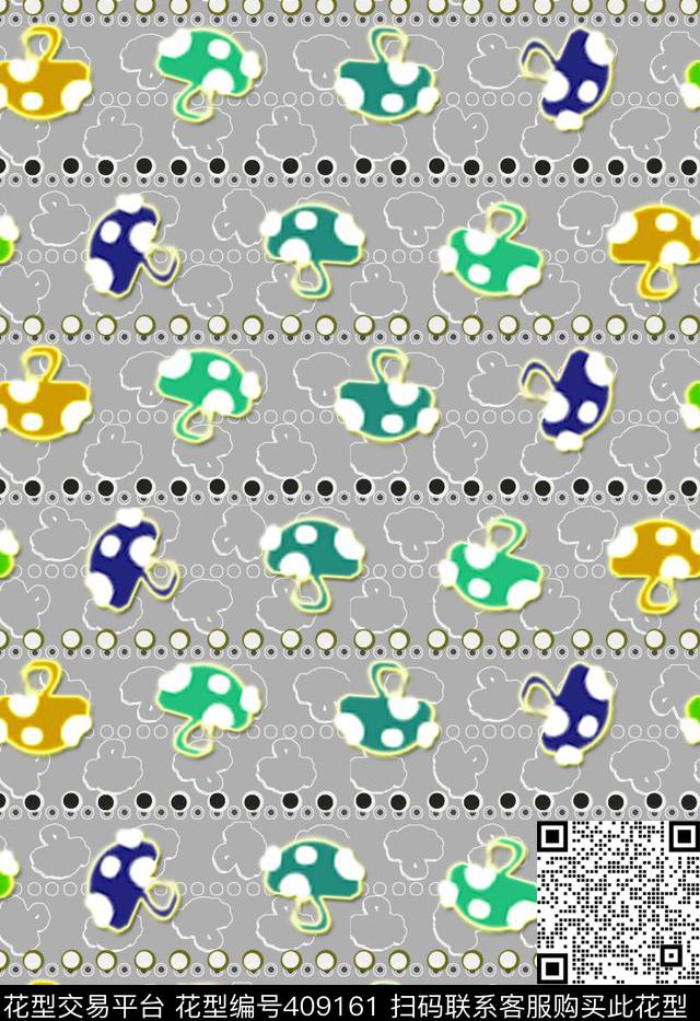 汗布卡通蘑菇传统印花华亿平台下载（图片编号: 409161） - 瓦栏（Walan）