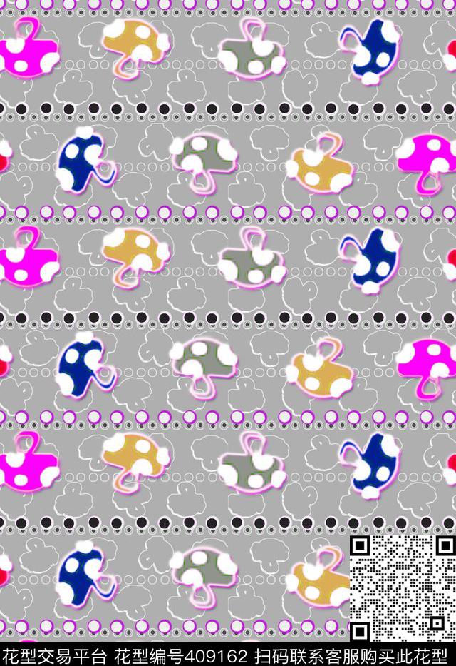 卡通蘑菇婴童传统印花华亿平台下载（图片编号: 409162） - 瓦栏（Walan）