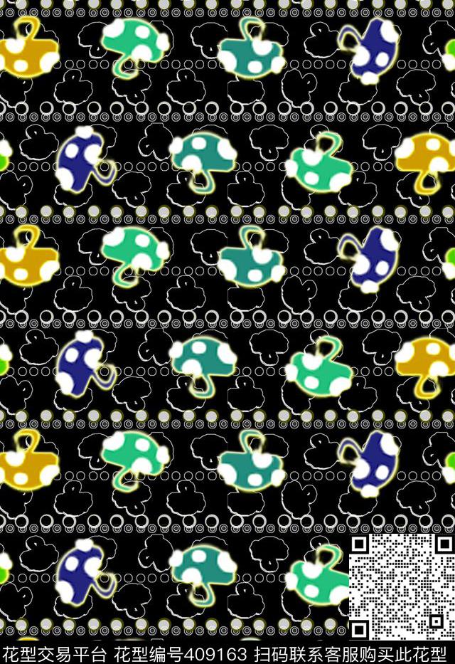 汗布卡通蘑菇传统印花华亿平台下载（图片编号: 409163） - 瓦栏（Walan）