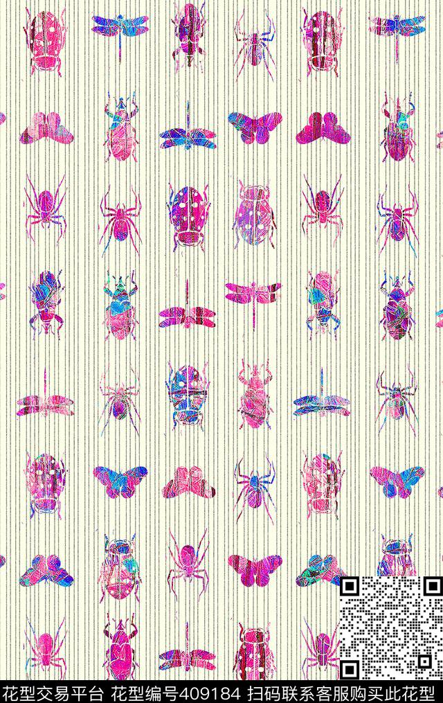 衬衫动物纹昆虫传统印花华亿平台下载（图片编号: 409184） - 瓦栏（Walan）