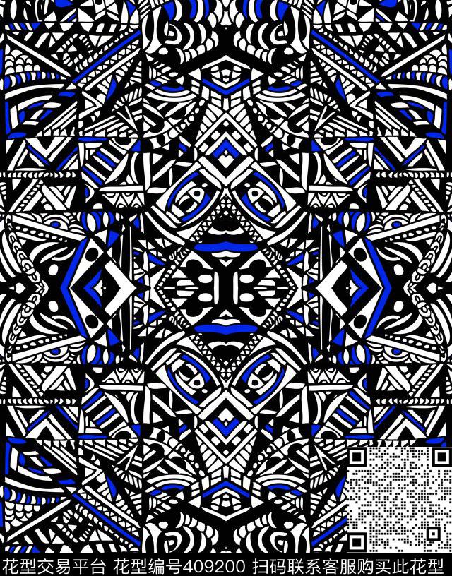 民族镜像几何传统印花华亿平台下载（图片编号: 409200） - 瓦栏（Walan）